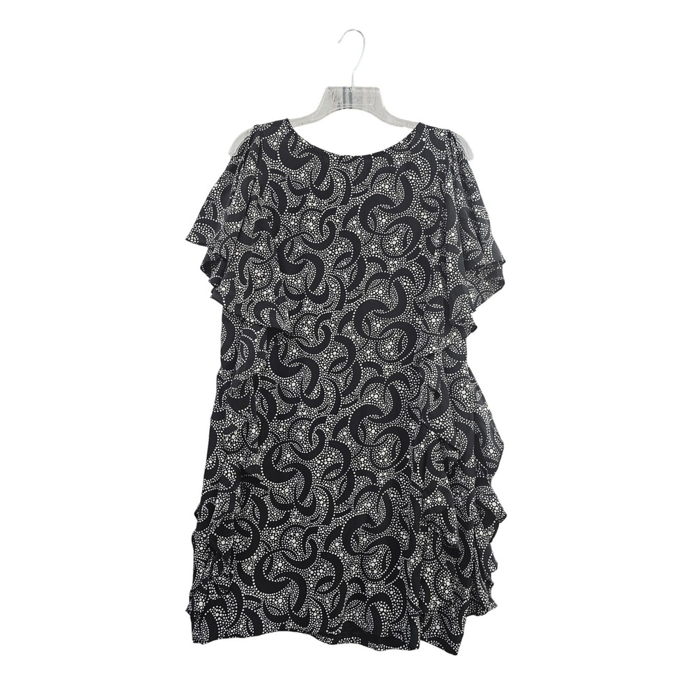 Michael Kors Dress Wmns 10 Black White Polka Dot 100% Silk Ruffle Flutter Sleeve